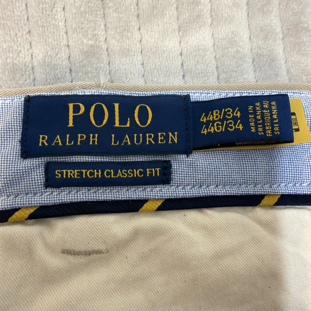 Polo Ralph Lauren Mens Stretch Classic Fit Chino Pants 44B/34 White Cotton Twill
